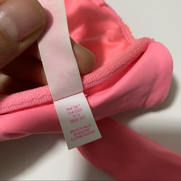 Victoria’s Secret pink chevron Sequin Bikini Bandeau strapless bra top -L - Picture 6 of 8